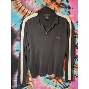 Vintage BCBG Maxazria 1/4 Zip Black Sweater 100% Cotton Cropped Sweater XL